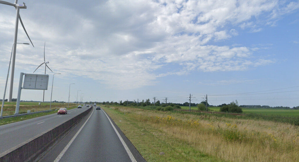 Zicht vanaf de N50 na viaduct Buckhorst